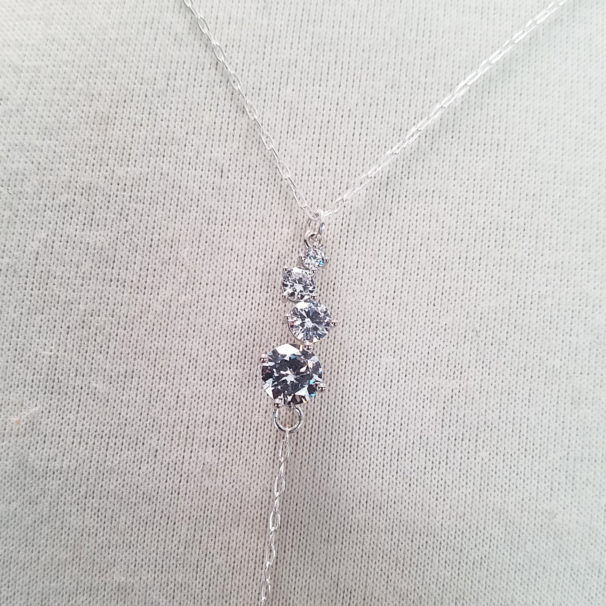 Back Drop Round CZ Bridal Y Lariat Necklace image 10