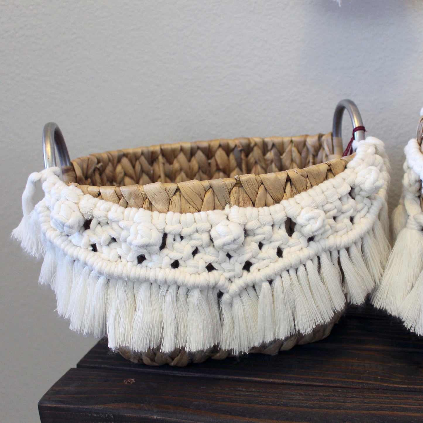 Forget Me Knots Macrame Oval Wicker Baskets image 3